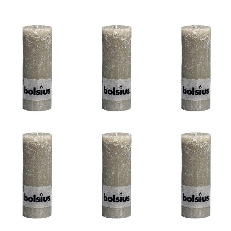 Bolsius Rustic Pillar Candle, Pebble grey, 19cm H x 6.8cm diameter