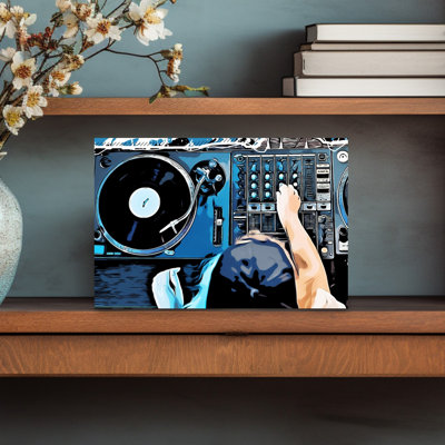 Dj Mixing Vinyl Abstract Contemporary Wall Art Print 1 Piece Wrapped Canvas Wall Art