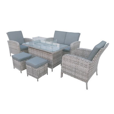 Elsfield Rattan Wicker 6 - Person Seating Group with Cushions