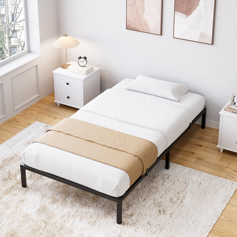 Metal Bed Frame Twin Platform Bed Frame No Box Spring Needed, Sturdy Heavy Duty Bed Frame, Easy Assembly, 10inch Twin