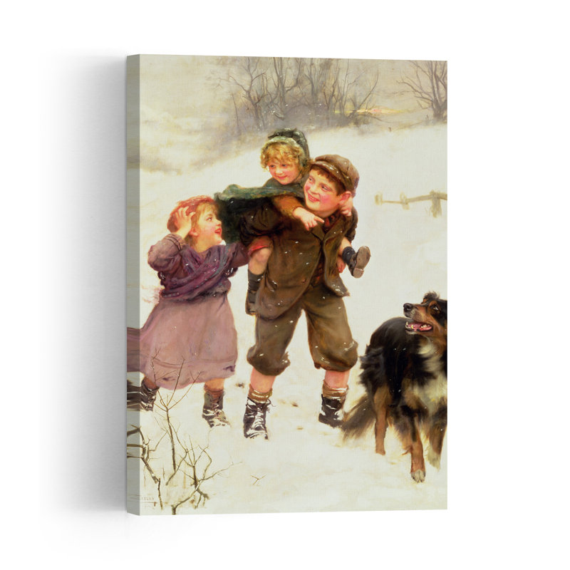 «The Piggy Back Ride», impression d'art abstrait paysage contemporain chien 1900, H 60 po x l 40 po
