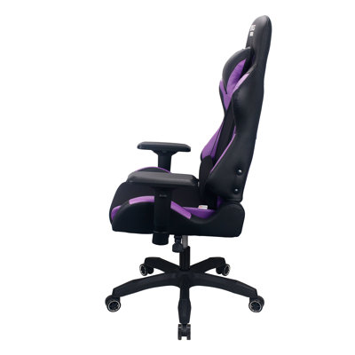RaynorGaming Adjustable Ergonomic Faux Leather Swiveling PC & Racing Game Chair in Black