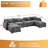 Compression U Shaped Sofas, Chenille 145 Inch Modern Console Home Seating
