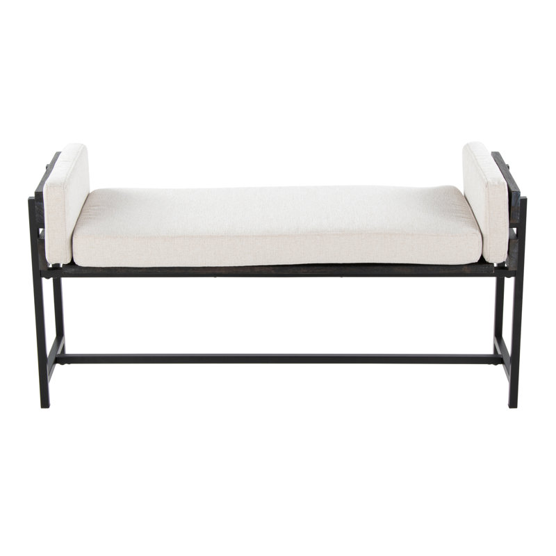 Banc de ferme 18 po avec métal, Crème, crème