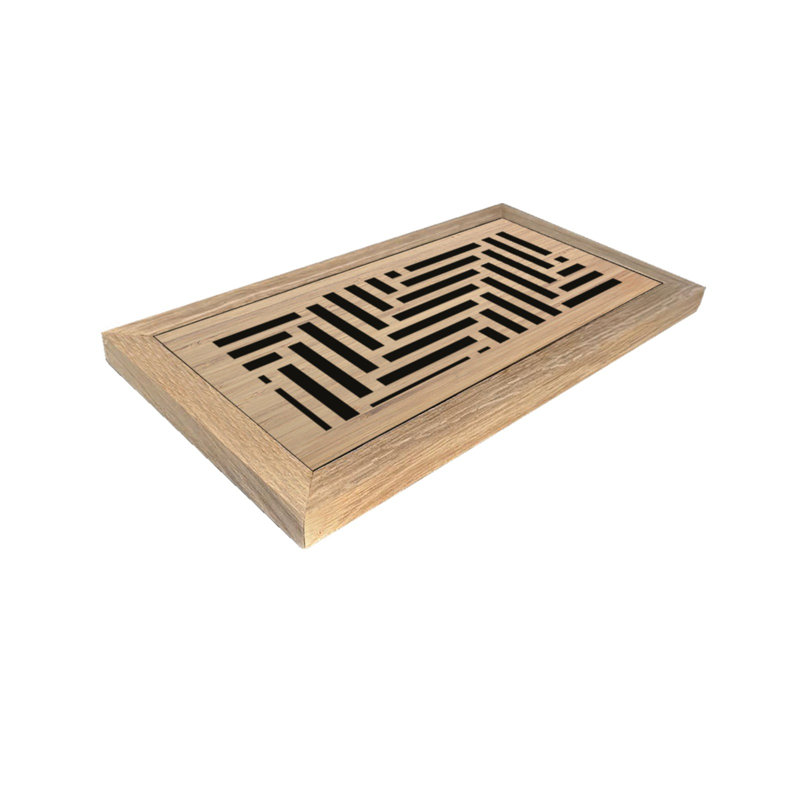 Registre de plancher de bois franc, ouverture de conduit 6 x 10 (9 x 13 au total) - Conception en élévation