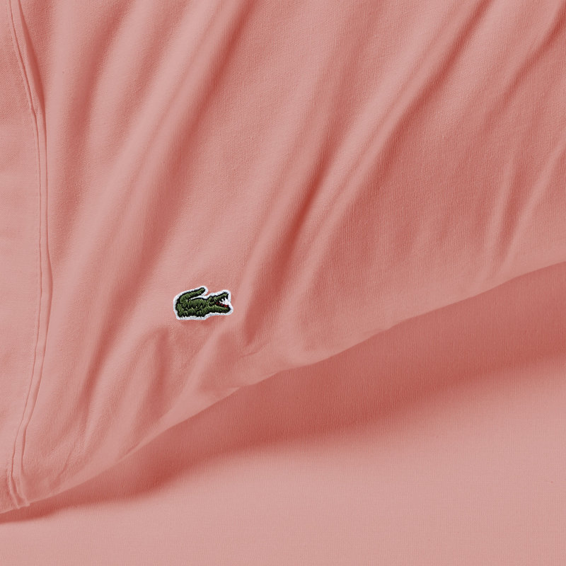Lacoste Cotton Percale 100% Cotton Pillowcase, King Pillowcase, Sleet