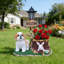 Statue de jardinière lanterne solaire chien assis