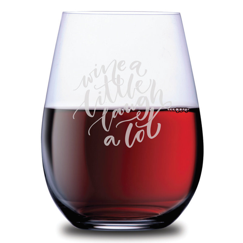 «Wine A Little Laugh A Lot» - 4 pièces 21 oz. Ensemble de verres à vin sans pied
