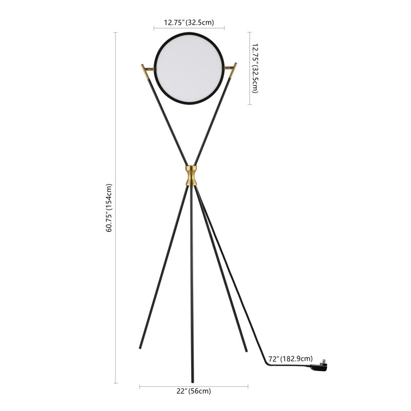 60.75'' Black/Gold LED Tripod Floor Lamp