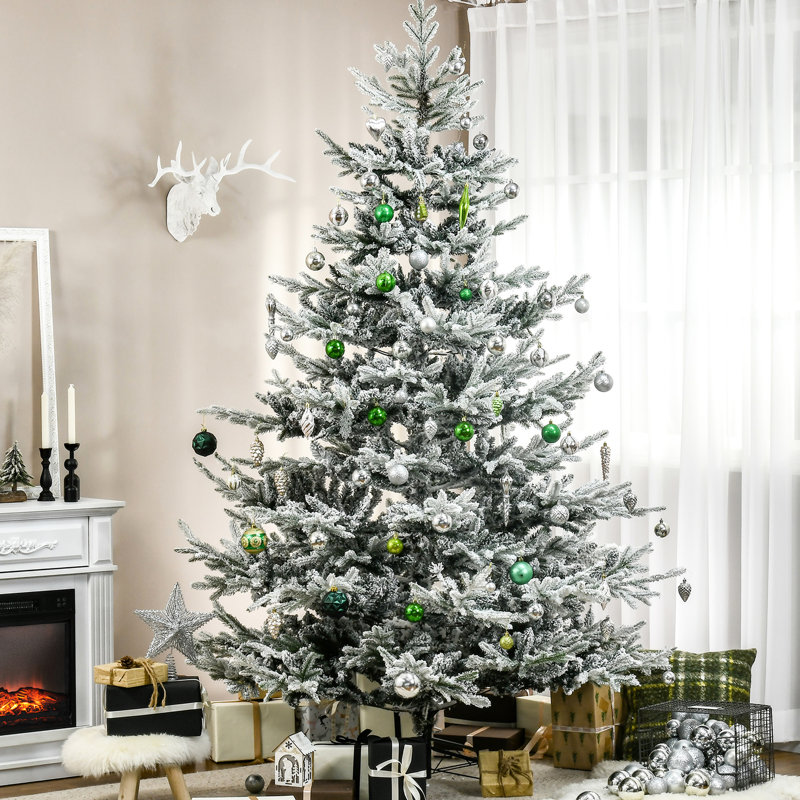 Arbre de Noël artificiel 8 pi, feuilles, 1479 branches, flamme, arbre de décoration de maison avec retardateur de flamme, décoration des Fêtes,