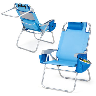Blue Aluminum Folding Beach Chair(Set Of 2)