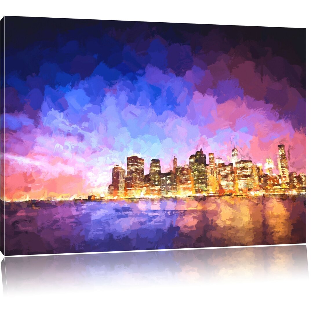 Leinwandbild Skyline von New York in Lila