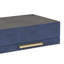 RebekaSet de 2 boîtes de rangement décoratives rectangulaires emboîtables, finition embossée moderne - faux chagrin bleu marine-2059028987