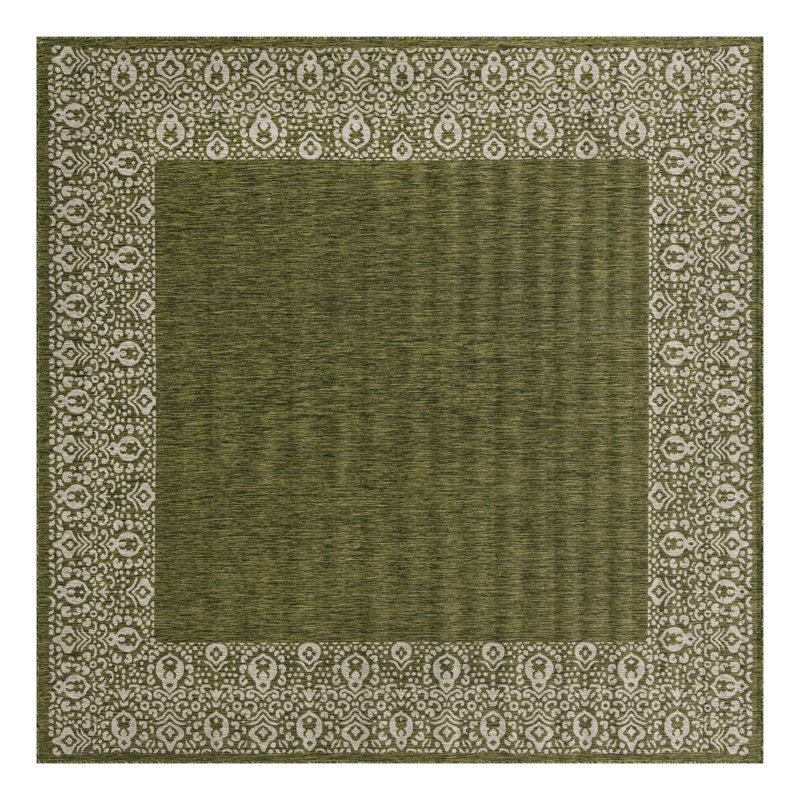 Tapis d'intérieur / extérieur vert Finbar, Carré 10 pi 8 po