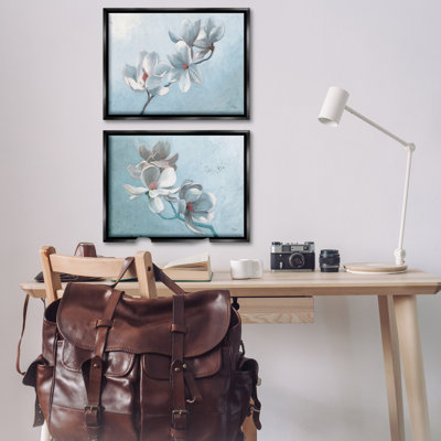Ensemble de 2 toiles flottantes encadrées simples Magnolia Branch Blossoms par Wellington Studio