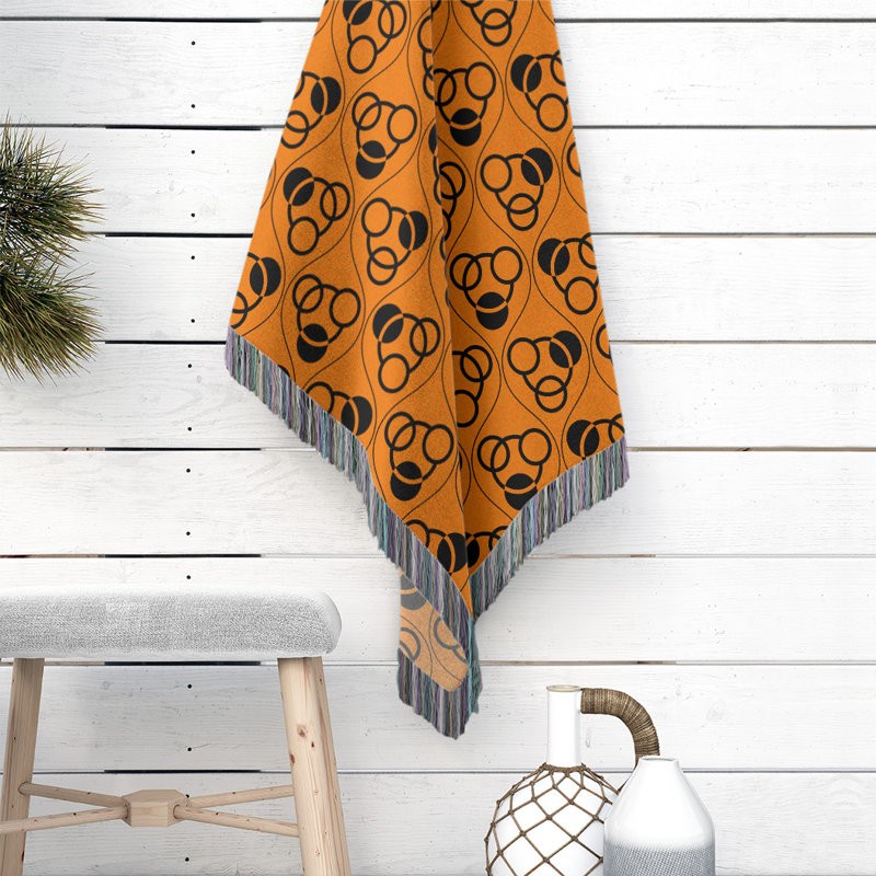 Hand Woven Throw Blanket, 60" W x 50" L, Orange