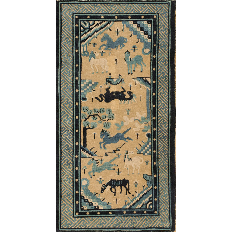 Tapis chinois antique à motif de petits animaux Baotou