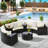 11 Half-Moon Sectional Outdoor Patio Furniture - With Tempered Glass Coffee Table, Washable Cushion Covers, For Fun Time Round Breathable Cushions, Water , Seating-40090447