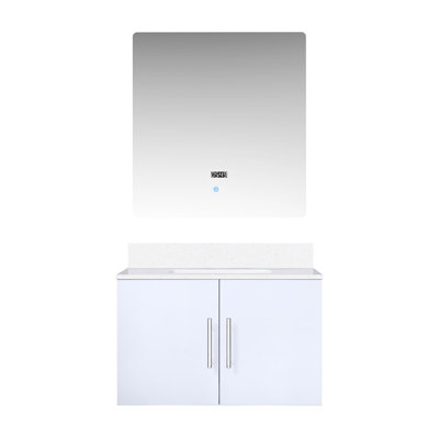 Gris foncé foncé 30 po Meuble-lavabo avec quartz, robinet, miroir à DEL - pour les dommages et la décoloration