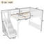 Lit mezzanine double en bois massif avec garde-robe intégrée, rangement, escalier et garde-corps, sans sommier, blanc-323186195-323186194