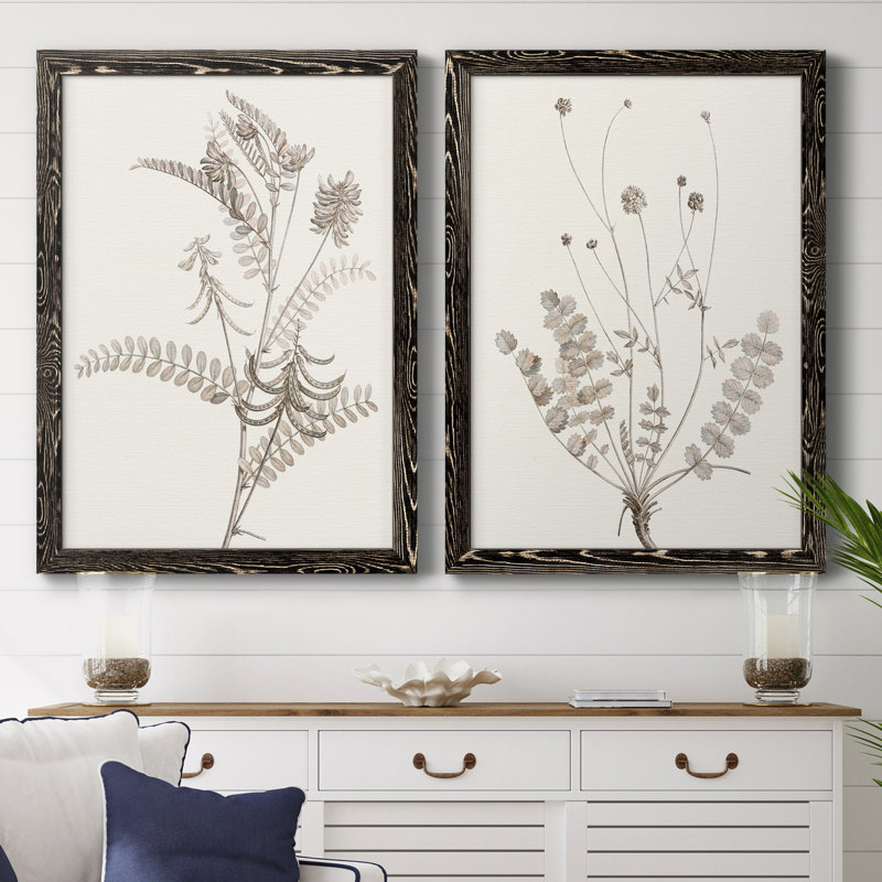 «Neutral Botanical Study VIIP», reproduction d'art encadrée - prête à être accrochée, H 31,5 po x l 47 po x P 1,5 po