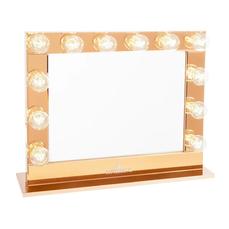 Hollywood Reflection Plus Vanity Mirror with 12 Clear Bulbs Dressing Makeup Mirror Dimmer Switch, Rose Gold