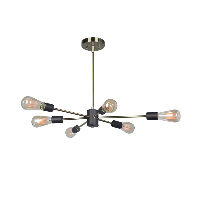 Lustre sphérique Spoutnik 6 lumières Clopton, Laiton brossé / bronze, ST64