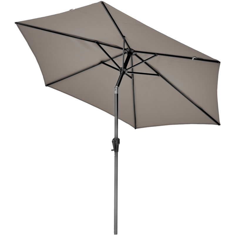 Hatten Riva Traditional Round Parasol, Taupe, 232cm H x 250cm W x 250cm D