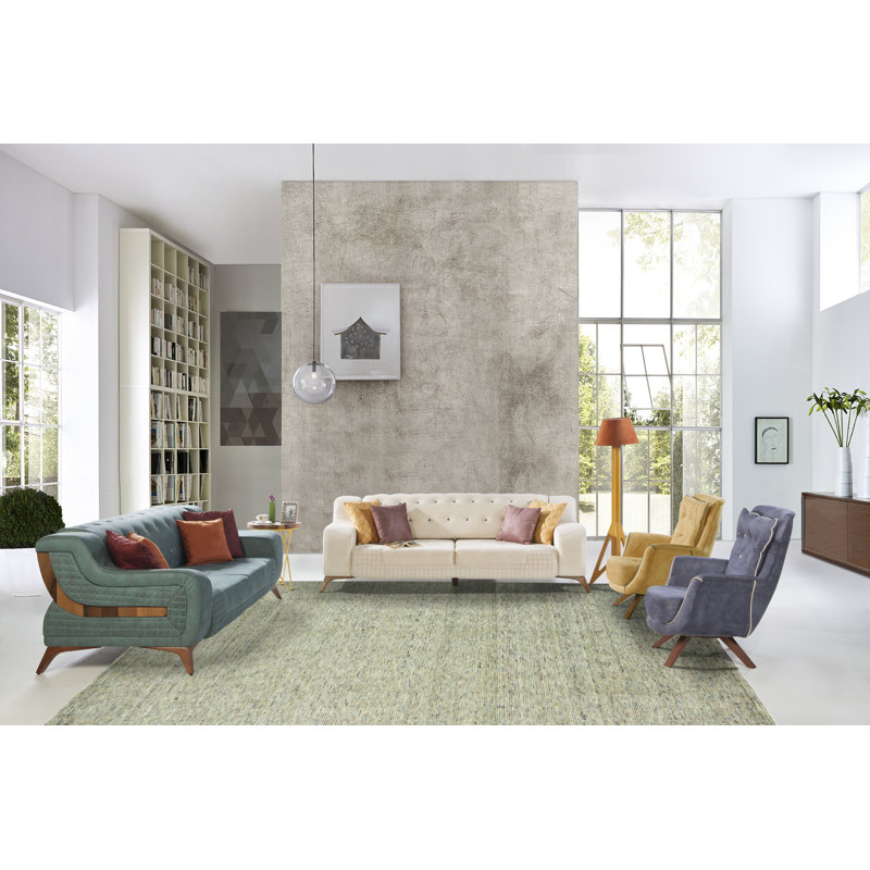 Beckstead Wool Area Rug in Green, Rectangle 2' x 3'