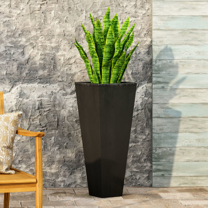 Jardinière en pierre noire 13 "X 32,5" pour jardin - Option de style moderne pour l'extérieur