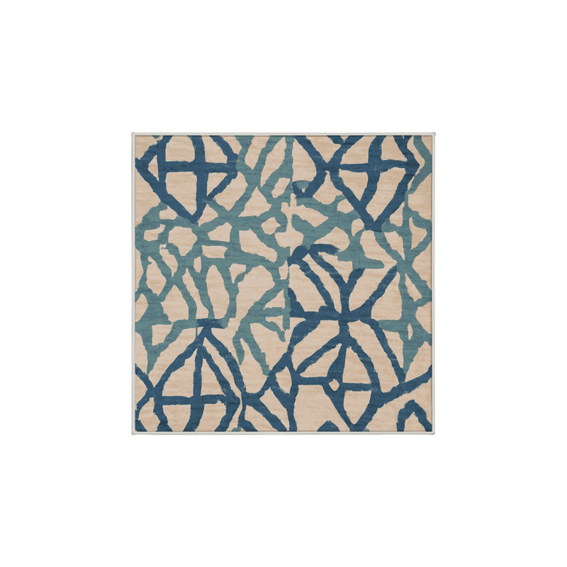 Machine Washable Beige Area Rug, Square 4'