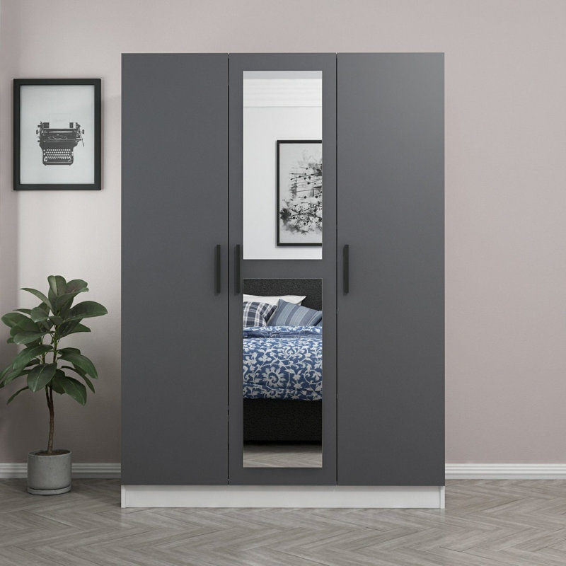 Élégante garde-robe anthracite de 53,1 po x 74,8 po x 20,5 po | 100% panneau de particules enduit de mélamine, épaisseur: 0,7 pouce | Conception moderne de couleur unie, solution de rangement spacieuse pour la décoration de la chambre à coucher et de la maison