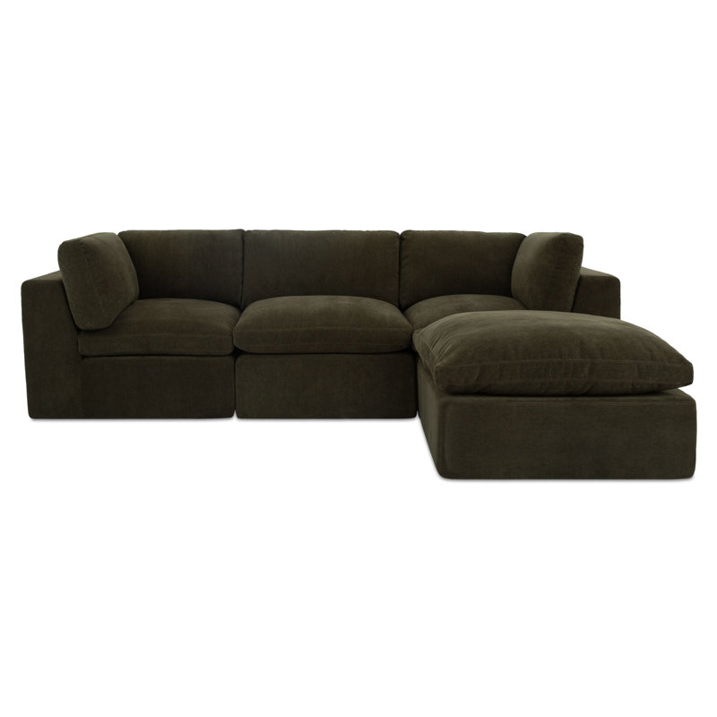Cates Lounge Modular Sectional Pebble, Green Polyester