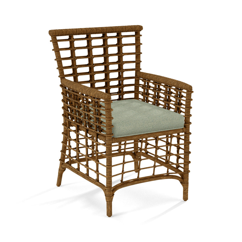 Bridgehampton Arm Chair, Beige/Gray Plaid, Havana