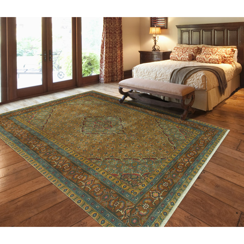 Kaydeen One-of-a-Kind 6'6" x 9'9" 1980s Rectangle Wool Area Rug in Gold