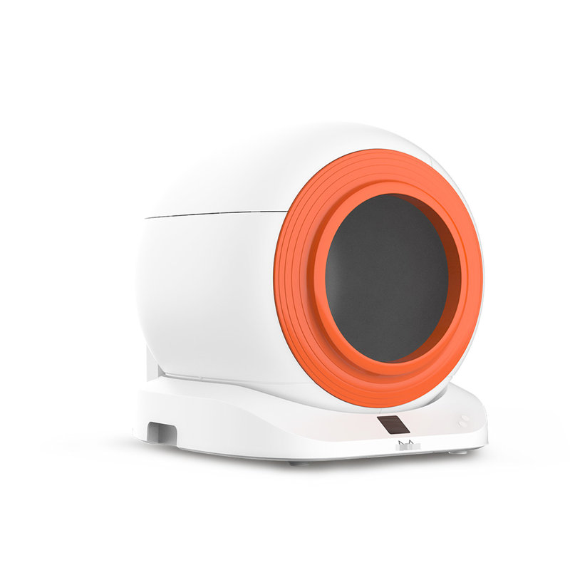 Bac à litière 65L pour chats - nettoyage automatique, 21,66 po de large, chat blanc avec écran à DEL, largeur