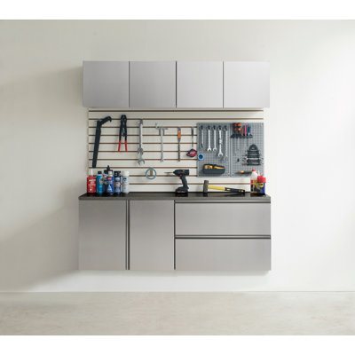 64 In. W X 72 In. H X 20 In. D Metallic Grey Garage Cabinet Set C (5-Piece)