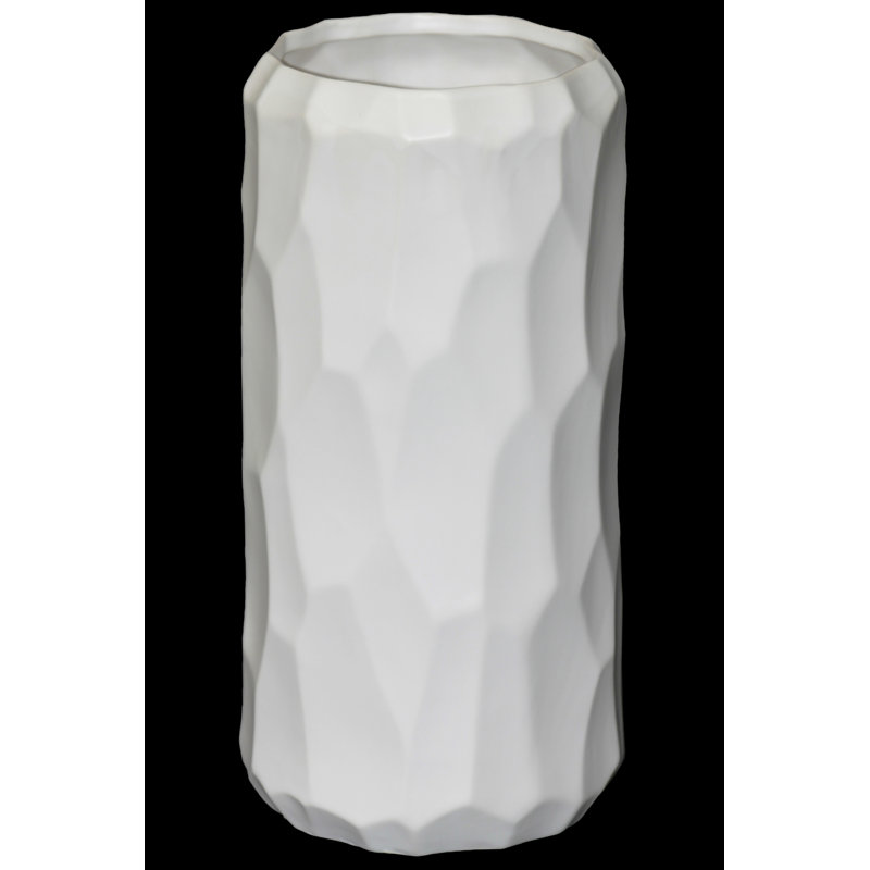 Perron Ceramic Table Vase, 10.5" H x 5.5" W x 5.5" D, White