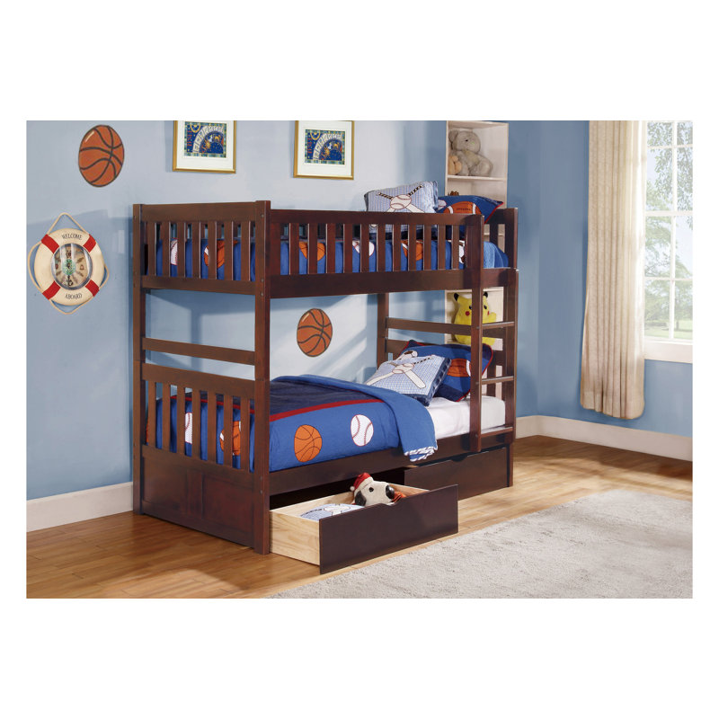 Ensemble de chambre à coucher pour lit simple 4 pièces bambie cerise foncé Bambie: lit, commode, miroir, table de chevet