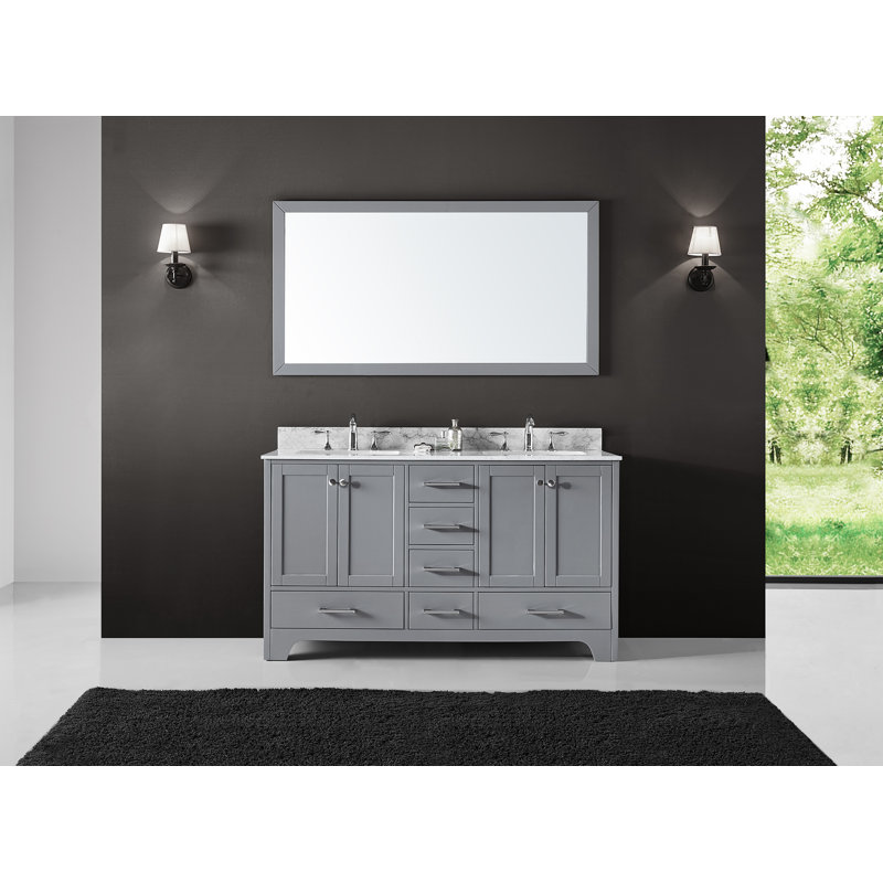 Ensemble de meuble-lavabo double 60 po Cassel, Gris taupe