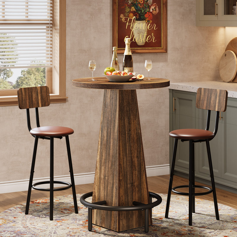 Round Pub Table With Footrest, Counter Height Bar Table
