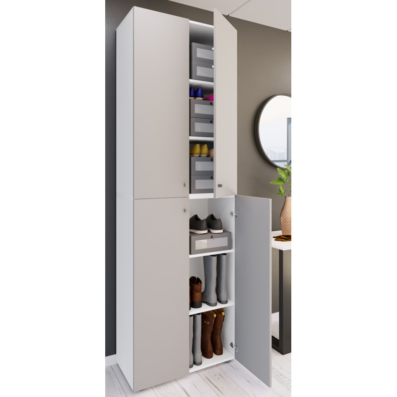 18 Pair Shoe Storage Cabinet, Grey/White