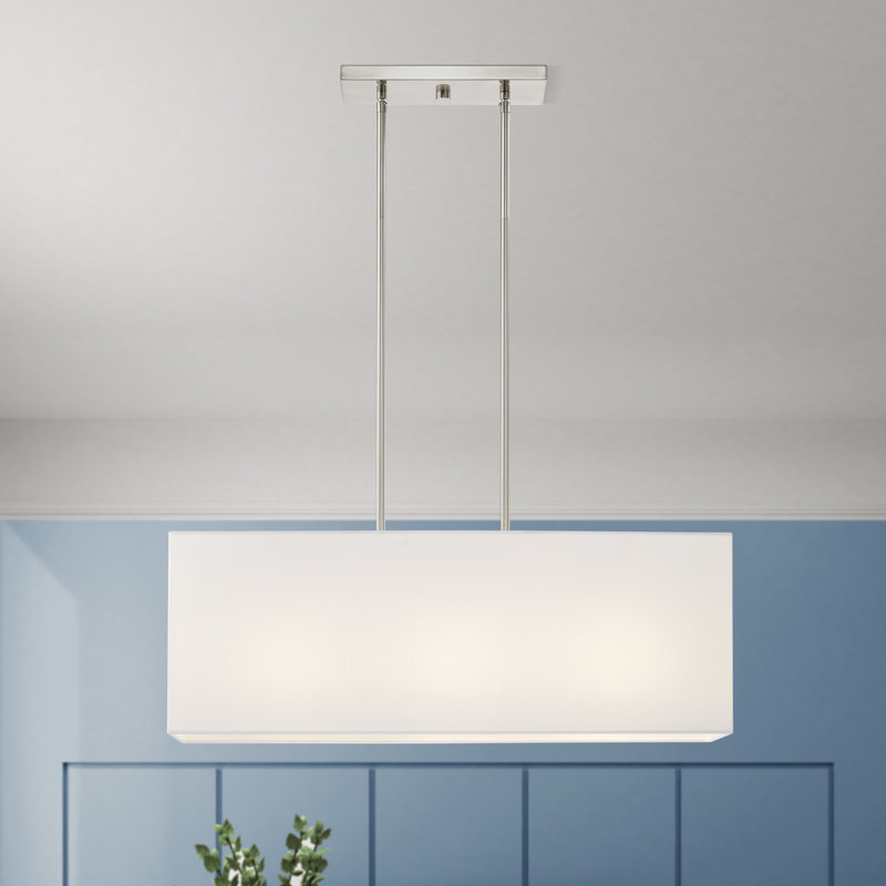 Ajanee - Light Pendant, 11.5" H x 28" W x 8" D, Brushed Nickel, Off White