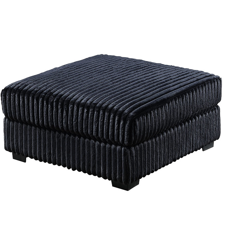 Velours côtelé noir contemporain, idéal pour un espace de vie principal, 37 po de largeur, aspect moderne en fourrure, pieds en plastique à profil bas, hauteur de 19 po
