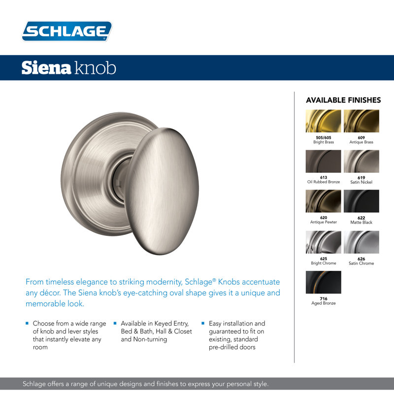 Siena Passage Door Knob with Rosette, Aged Bronze