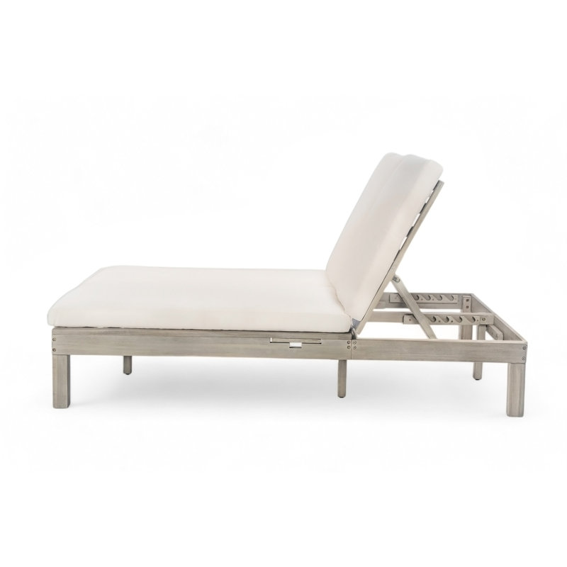 Chaise longue double à 5 positions à dossier réglable pour l'extérieur, Gris + beige