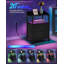 Bedside Table Set Of 2 With LED Lights And Charging Station, Bedside Cabinet With 2 Fabric Storage Drawers-1977870933