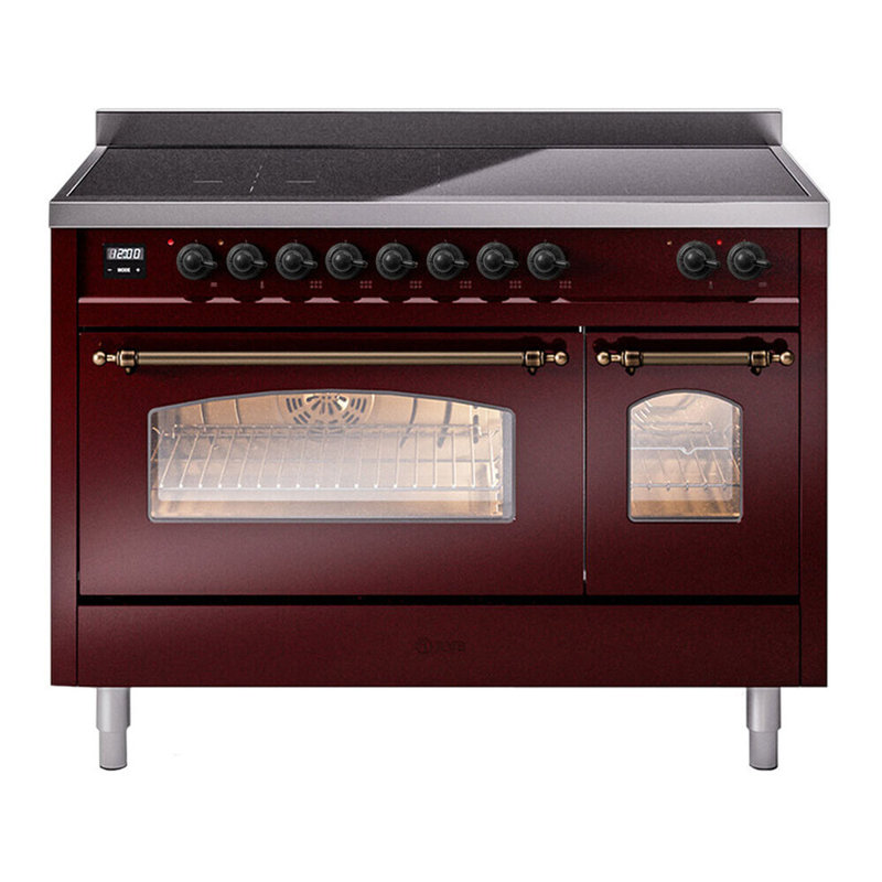 ILVE Nostalgie II 48 in Induction Range, Burgundy/Bronze