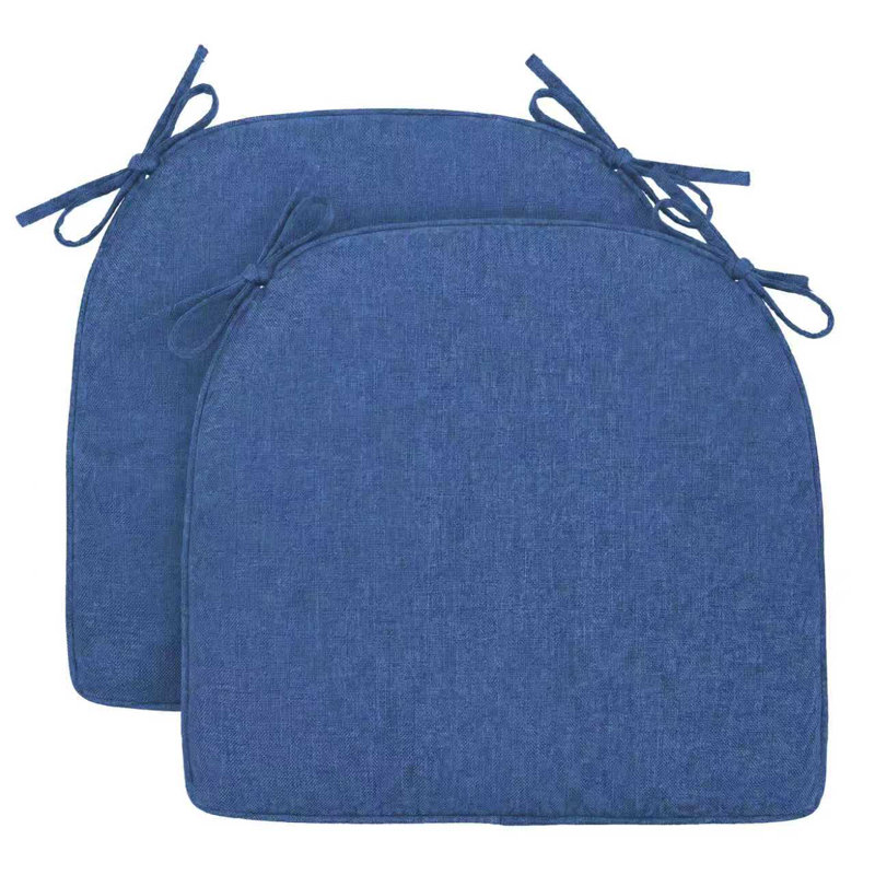 Chair Cushions For Dining Chairs Set Of 2, Seat Cushion For Kitchen Chairs With Removable Cover, Blue