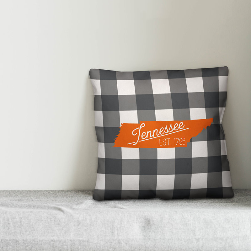 Housse de coussin carré et insert, Gris / orange, Tennessee